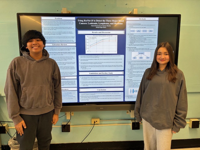 Roslyn High School sophomores Patrick Hermosura and Vanessa Theodos were awarded a grant in the ninth annual New York Tech MiniResearch Grant competition.