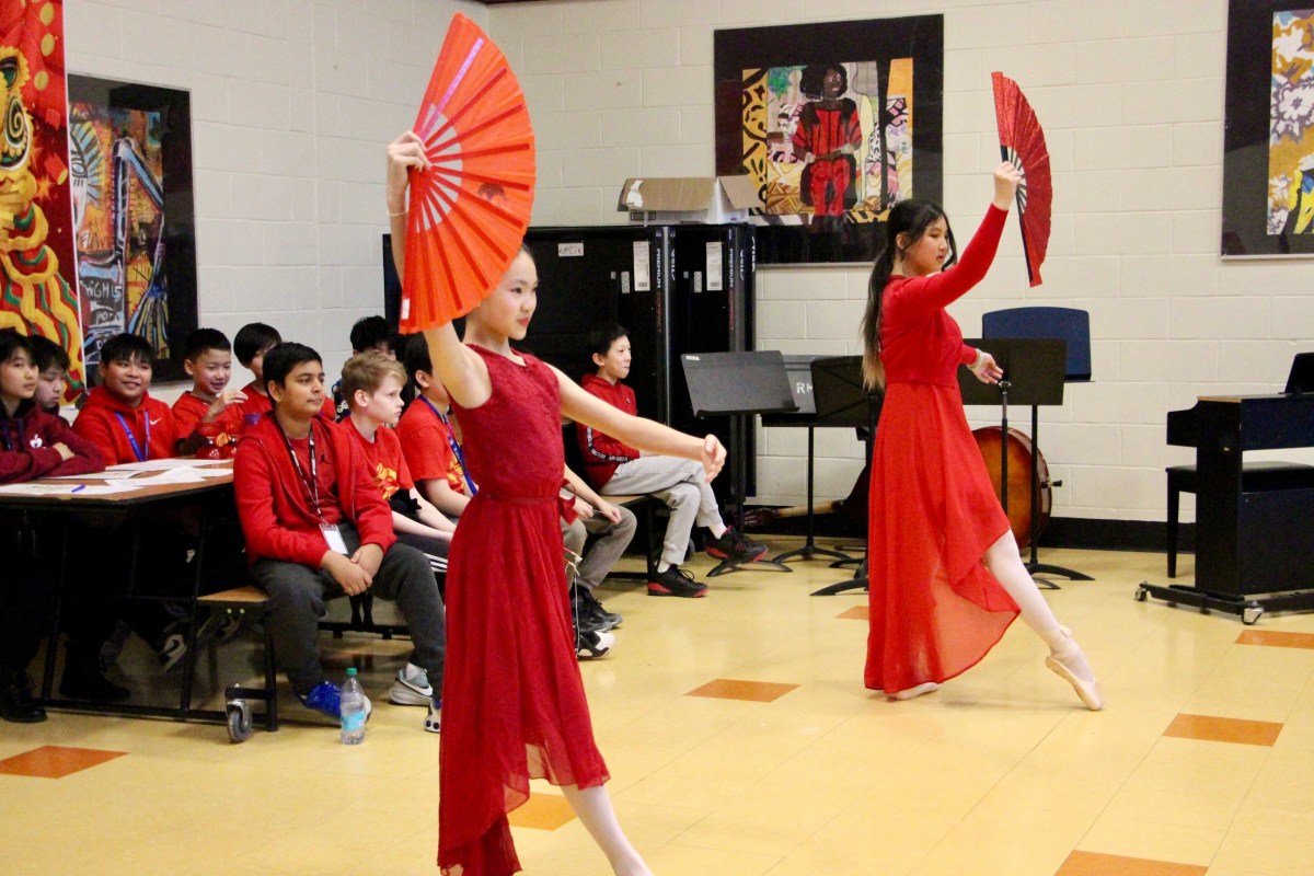 Dancers performed at Roslyn Middle School to celebrate Lunar New Year.