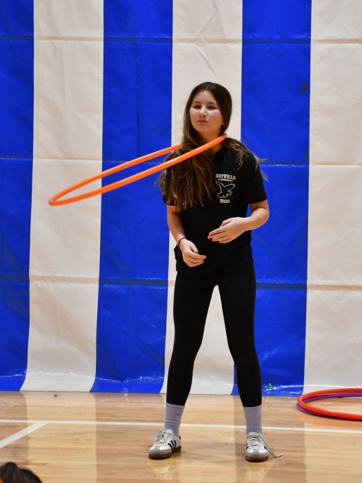 Fifth grader Vienna Pellegrini exhibited her hula hooping tricks and skills.