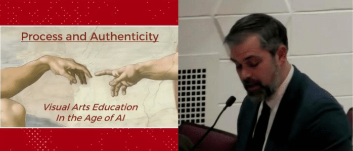 Syosset High School’s Director of Fine & Performing Arts Christopher Hale, along with four arts educators from the district, presented on “Process and Authenticity” in arts education at the Board of Education’s meeting on Monday, Feb. 9.