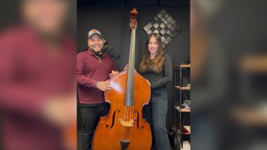 Whitney Kat Salinas Arenas, who plays double bass for music star Yandel, says Kolstein Music and its owner Manny Alvarez have been important to her music career.