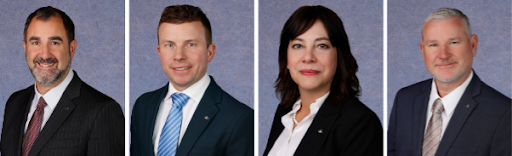 D&B’s team members appointed to new roles include (from L. to R.) President and CEO William D. Merklin, Senior Vice President of Construction Management Christopher Koegel, Senior Vice President of Wastewater Olga J. Mubarak, and Senior Vice President of Water Supply Philip R. Sachs.