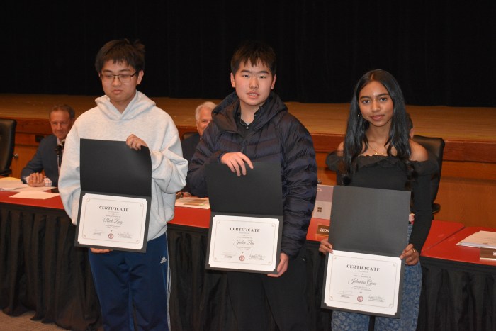 Students were honored for exception math performance in competition.