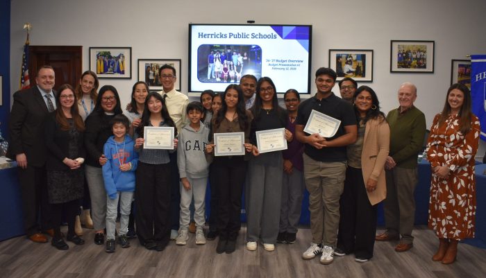 Herricks Regeneron scholars and their families.