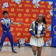 The four performers from Ringling Bros. and Barnum & Bailey brought smiles to the young patients with song, dance and acrobatics.