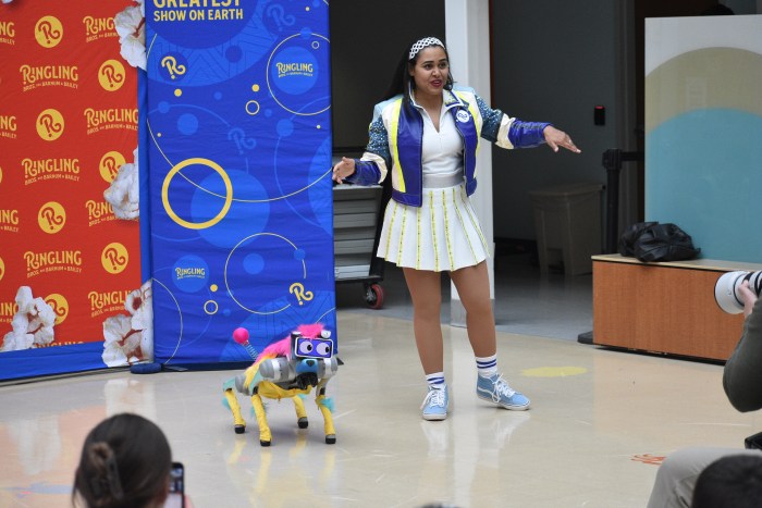 Juanita Olivo brought out Bailey, a robotic dog from the circus performance.