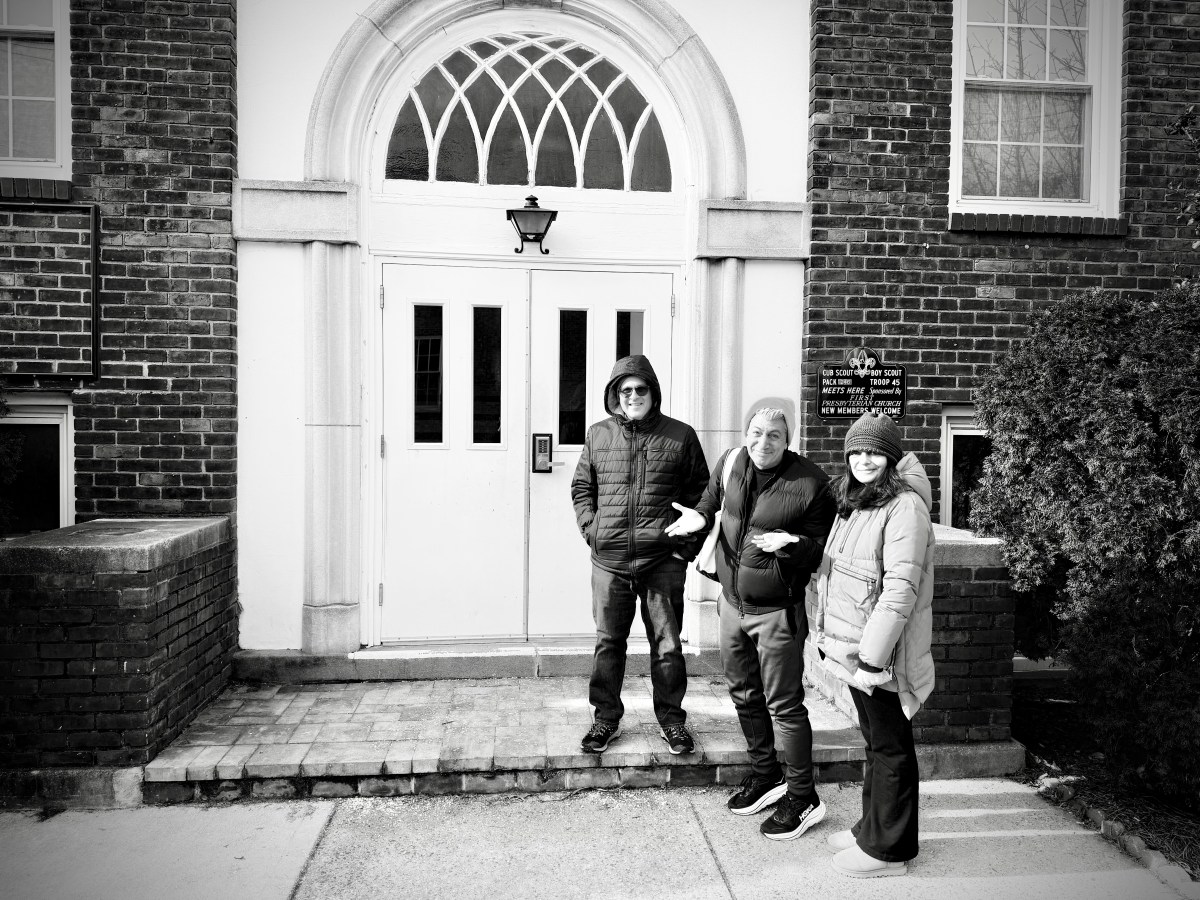 Mezzo Theatrical leaders in front of the Mineola theater where "Almost, Maine" will open.