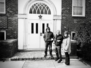 Mezzo Theatrical leaders in front of the Mineola theater where "Almost, Maine" will open.