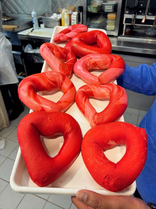 Be mine: Goody's heart-shaped Valentine's Day bagels were made with love.