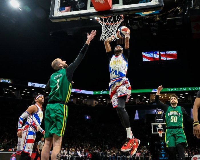 The Harlem Globetrotters played against the Washington Generals at the Barclays as part of the team's 100 Year World Tour. (Gabriele Holtermann)