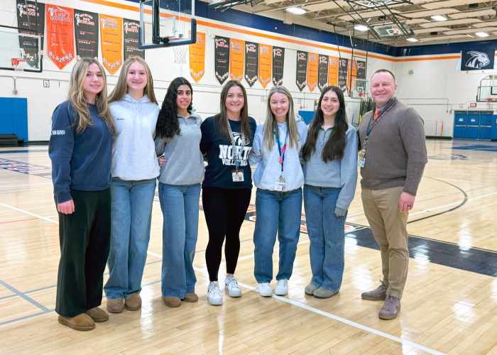Student representatives from Great Neck North High School Athletic Leadership Club with faculty co-advisors