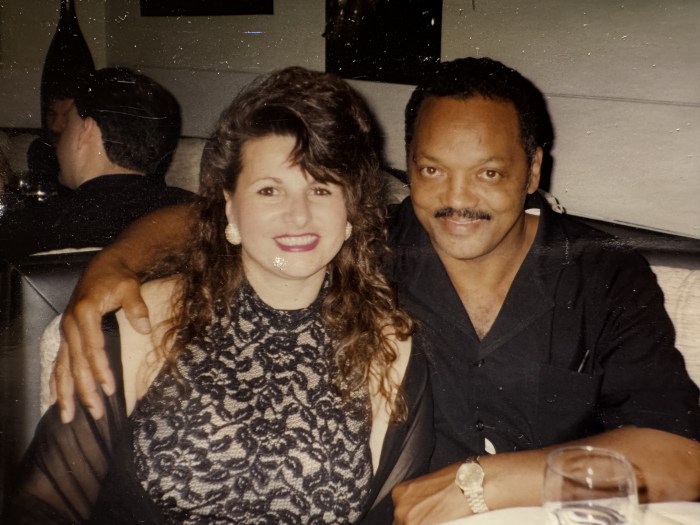 Adelphi University Professor Roi Daconto (L.) with Rev. Jesse Jackson, (R.).