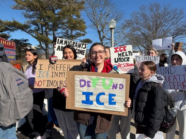 North Shore High School students staged a walkout to protest U.S. Immigration and Customs Enforcement.