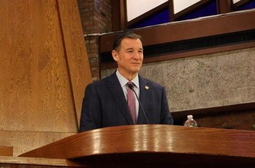 The U.S. Justice Department is investigating protestors that disrupted a talk by U.S. Rep. Tom Suozzi at Temple Beth Sholom.