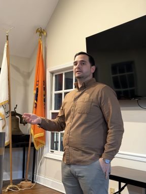 Chef Pasquale Abbatiello spoke to the Roslyn Board of Trustees about his idea for a new restaurant called Griffin Restaurant.