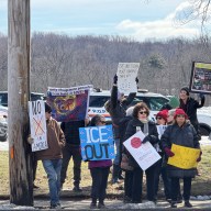 North Shore Democratic clubs gathered at multiple spots along Northern Boulevard to protest ICE.