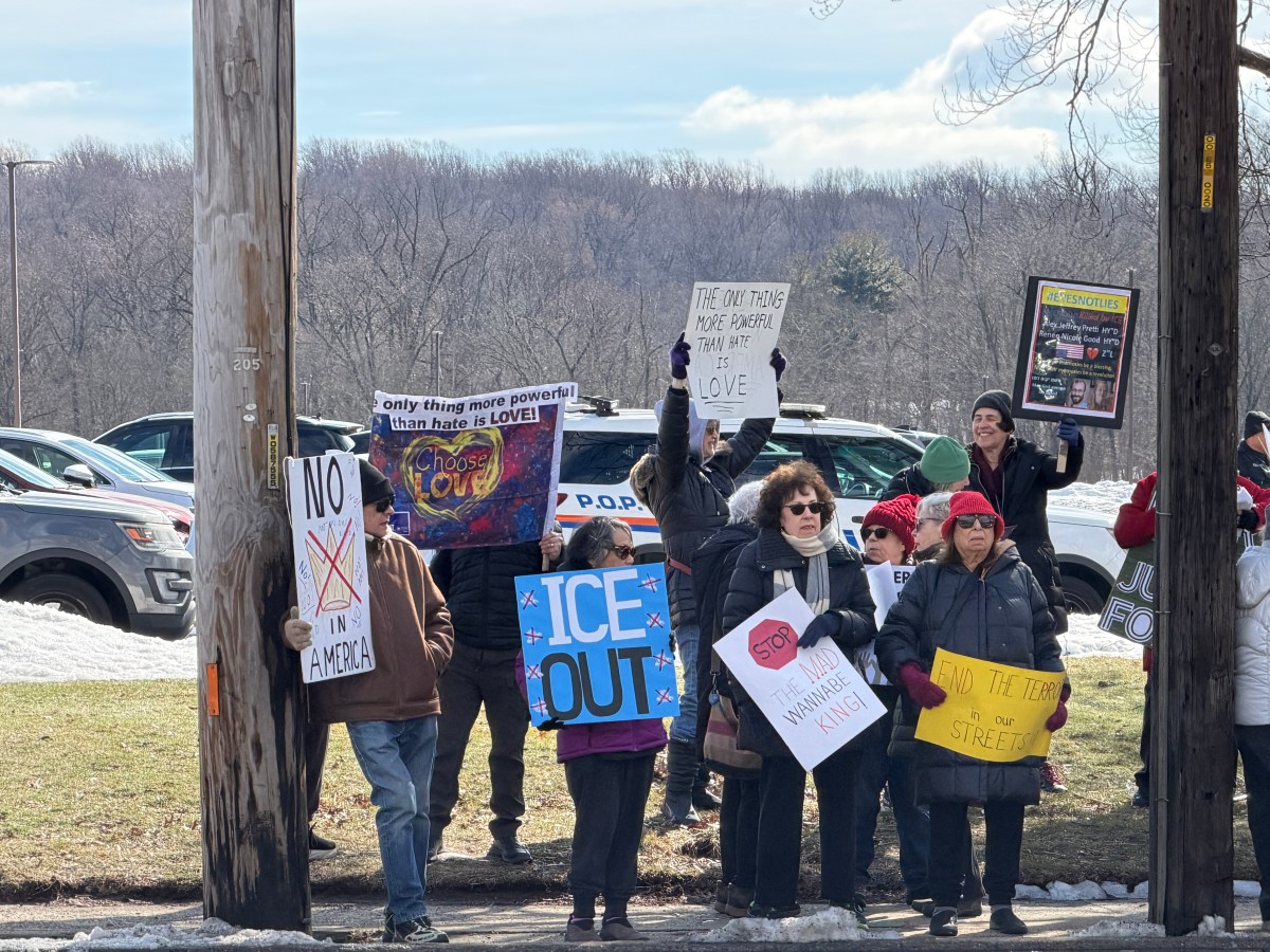 North Shore Democratic clubs gathered at multiple spots along Northern Boulevard to protest ICE.