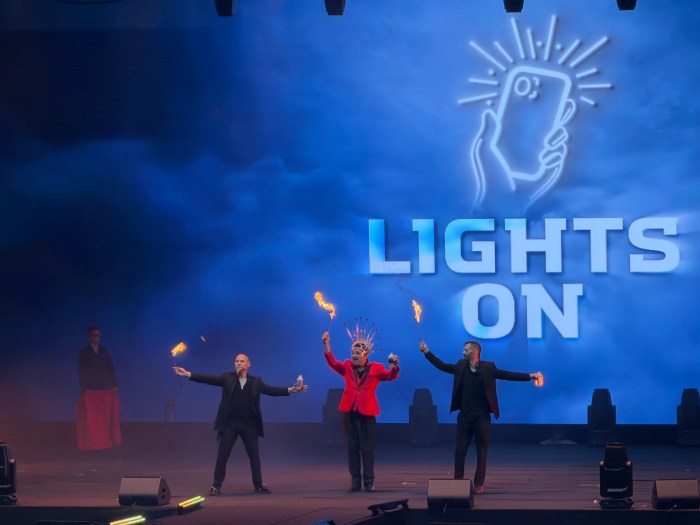 Families and teens watched performances including fire, musicians and games. 