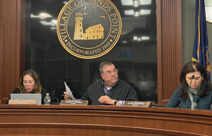 Village of Sands Point Board of Trustees, Sloane Ackerman, Mayor Peter Forman and Deputy Mayor Elena Karabatos voted to during tis February meeting to approve a name change and renovations to the Village Club of Sands Point's eatery, The Grille.
