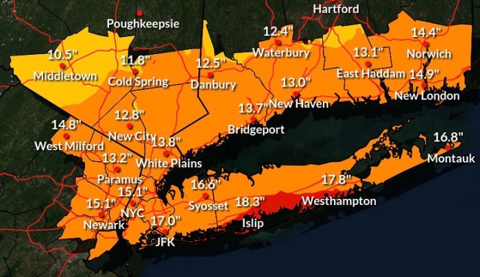 A blizzard warning was issued for Long Island for Feb. 22, 2026 (NWS)