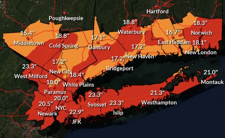 A blizzard warning was issued for Long Island for Feb. 22, 2026 (NWS)