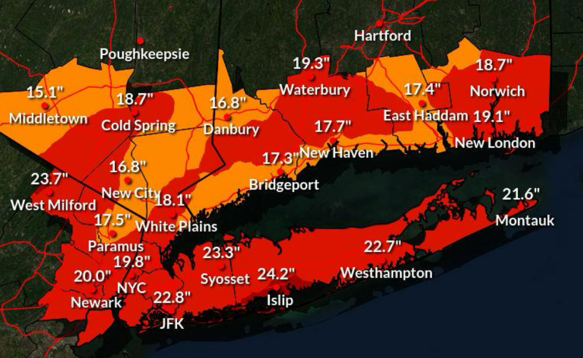 A blizzard warning was issued for Long Island for Feb. 22, 2026 (NWS)