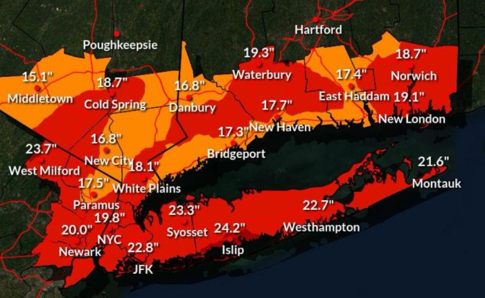 A blizzard warning was issued for Long Island for Feb. 22, 2026 (NWS)