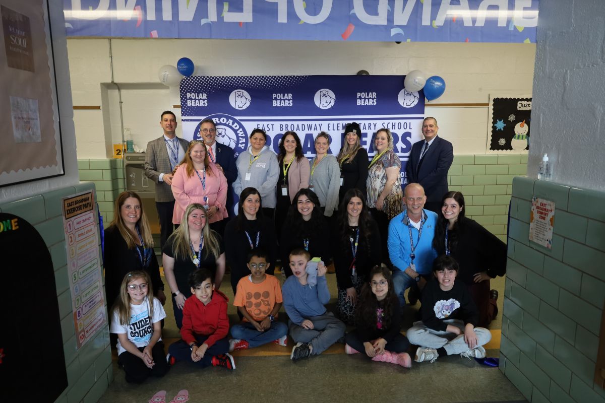 Administrators, teachers, trustees and students gathered at East Broadway Elementary School for the grand opening of the building’s sensory hallway.