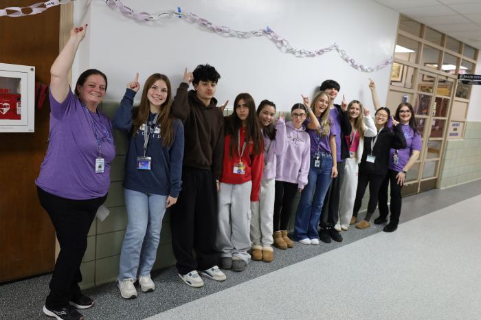 At Division Avenue High School, students’ names were represented on paper chains hung throughout the school.