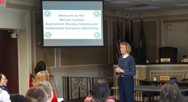 North Hempstead Tax Receiver Mary Jo Collins addressing residents at one of her many winter Grievance Assessment Workshops in Town Hall.Tax Receiver Mary Jo Collins addressing residents at one of her many winter Grievance Assessment Workshops in Town Hall.