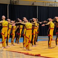 Ready for launch: The Roslyn Color Guard at the start of their performance in the 3rd annual Celebration of Color on Saturday, Feb. 7. Roslyn hosted the event, which featured color guard teams from 11 area high schools.