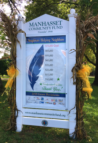 Manhasset Community Fund fundraising sign