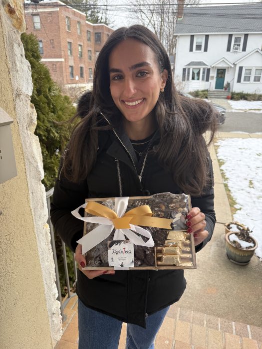 Rachel Sarraf donating candy