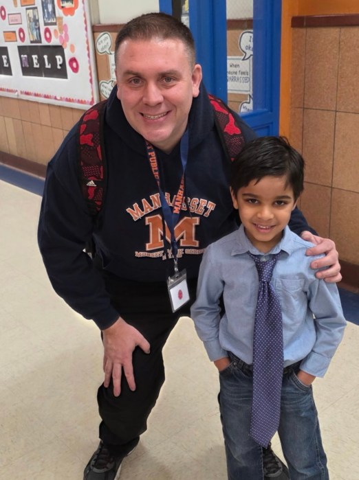 Manhasset student and a teacher on role-reversal day