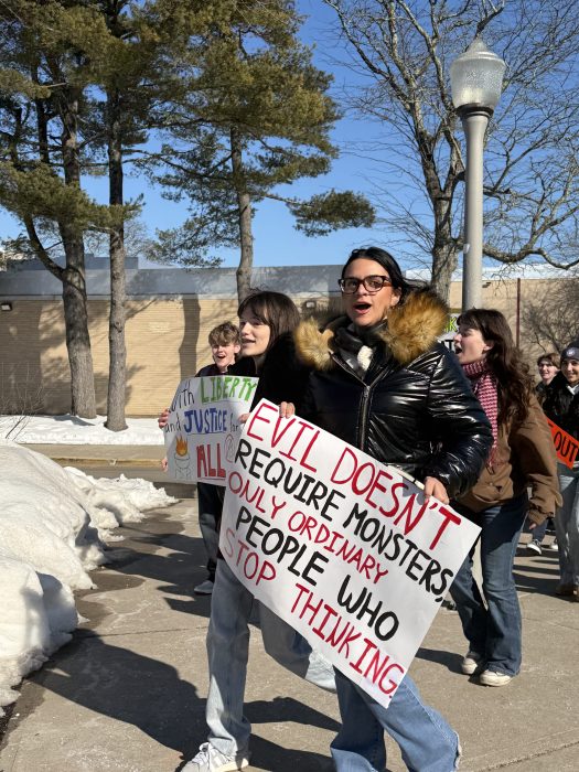Students made signs sharing their frustration with ICE.