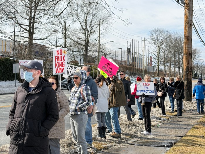 Protestors gathered in front of Whole Foods on Northern Boulevard.