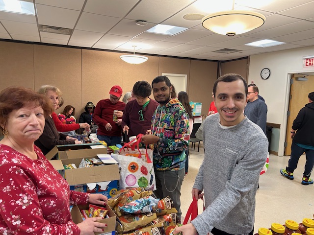 Club members and volunteers got together to gather food during the February school break.