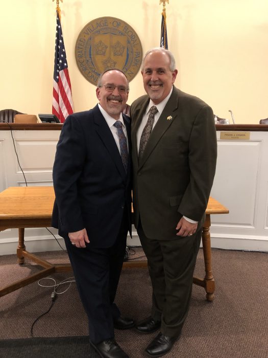 Trustee Michael Longobardi (L.) with his brother, Dominick Longobardi, former mayor of Floral Park.