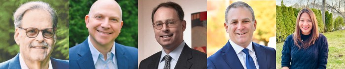 Jay Chagrin, Aaron Halpern, Jeffrey Greener, Andrew Bloom, and Linda Cheung (L. to R.).