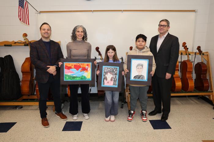 Manorhaven Elementary School students selected to participate in the Art Supervisors Association All-County Art Exhibition.