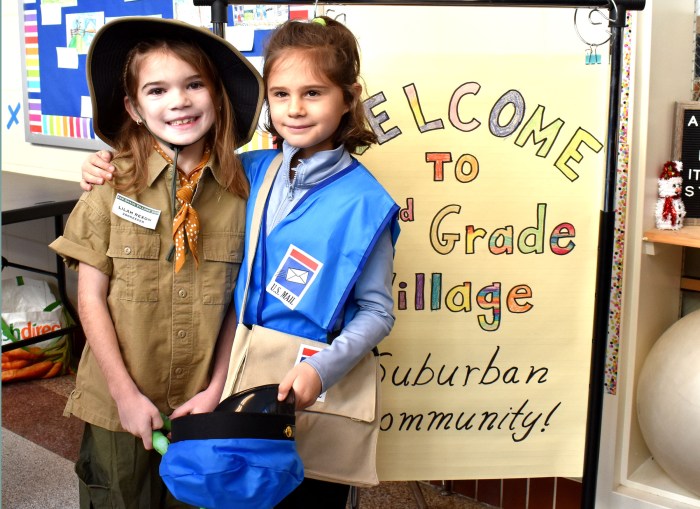 Students worked on building a village.