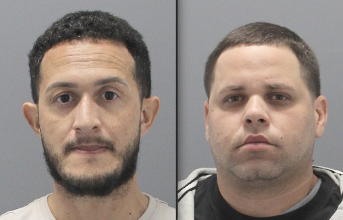 Michael Vera (L.) and Daniel Santana (R.) were arrested for possession of a controlled substance, according to Nassau County District Attorney Anne Donnelly,