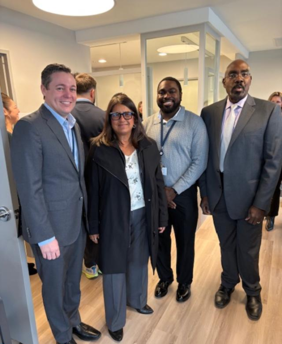 Taking a tour of LISH Care's new Port Jefferson Station clinic are (from left to right): LISH Care CEO Aaron Clark, Deputy Suffolk County Executive Dr. Sylvia Diaz, Suffolk County Health Commissioner Dr. Gregson H. Pigott, and LISH Care Marketing-Development Director Theodore Massillon.