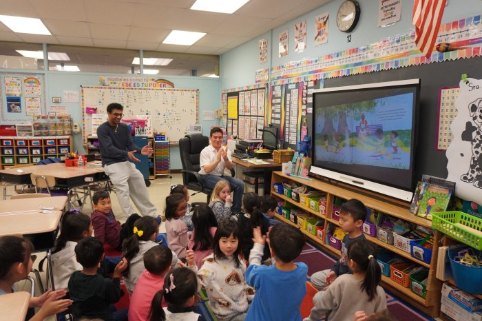 Students collaborated in multi-grade language event.