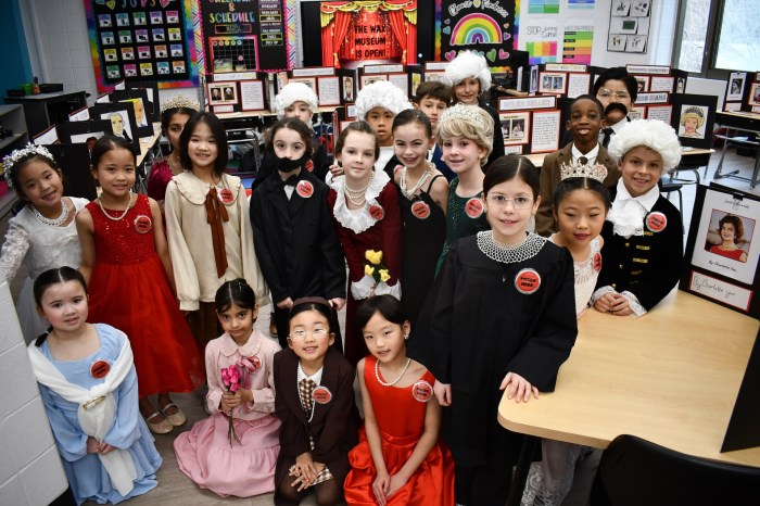 Students portray a variety of notable historical figures – from queens and inventors to dancers, president, and athletes – during their living wax museum presentations.