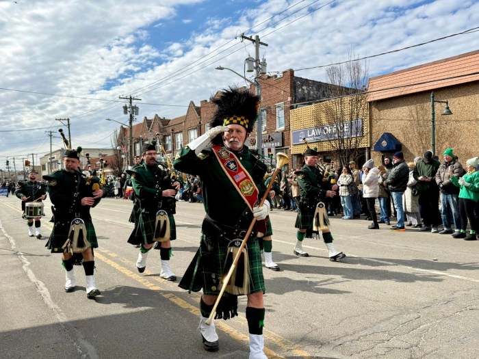 Traditional bands played music for the Mineola parade.
