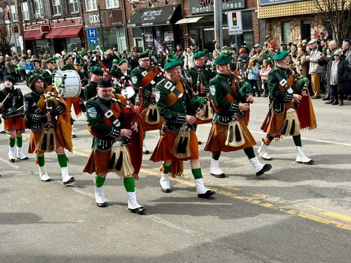 Pipe and drum bands marched in the parade.