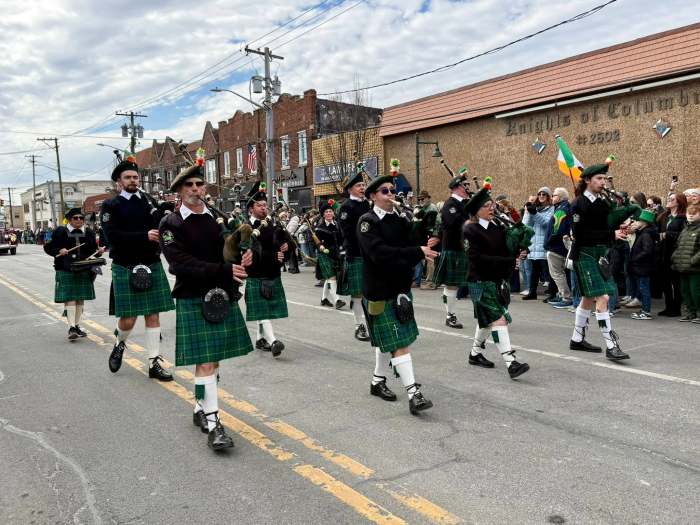 Marching bands shared music with the Mineola community.
