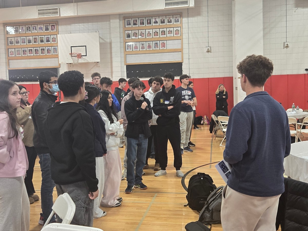 Roslyn High School students at breaking boarders event.