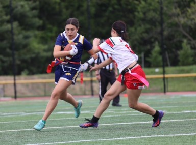 The Jericho High School girls’ flag football team competed in its inaugural season in 2025.